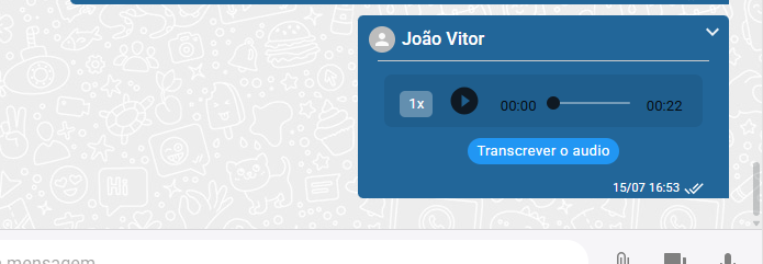 Áudio envido no atendimento