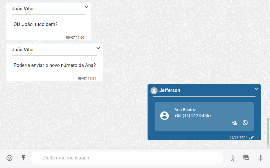 Contato enviado no atendimento em aberto