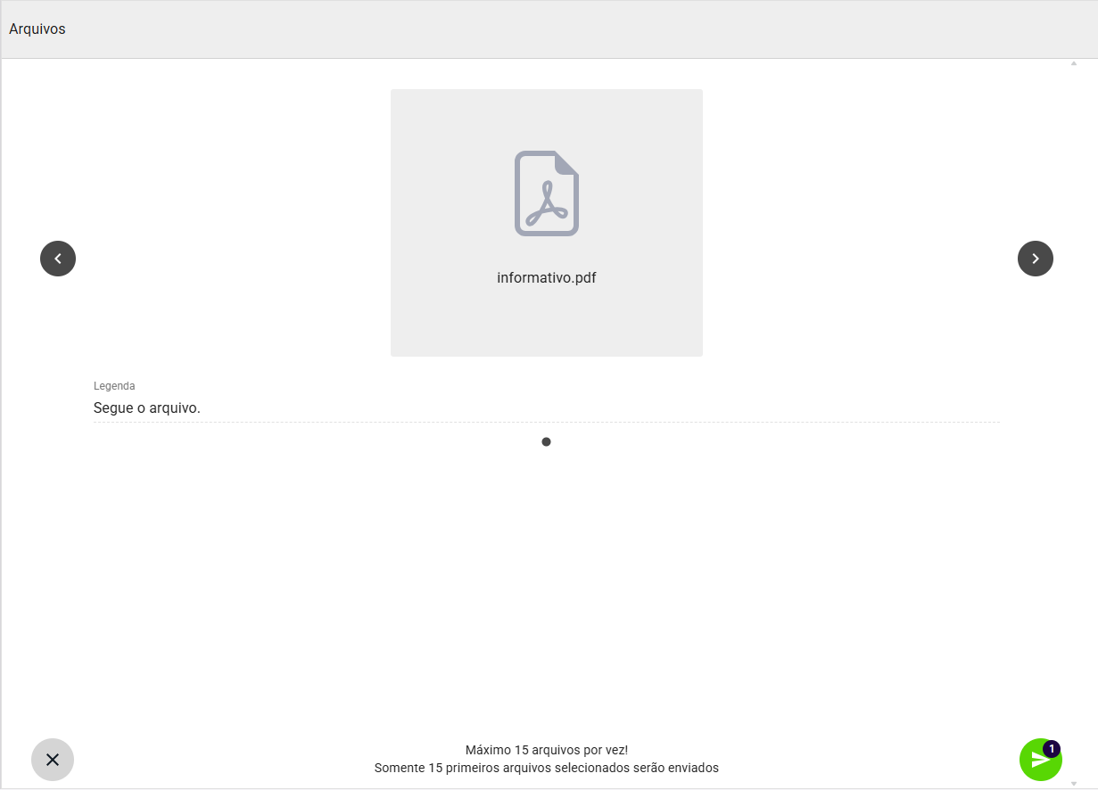 Modal confirmação de envio de arquivo