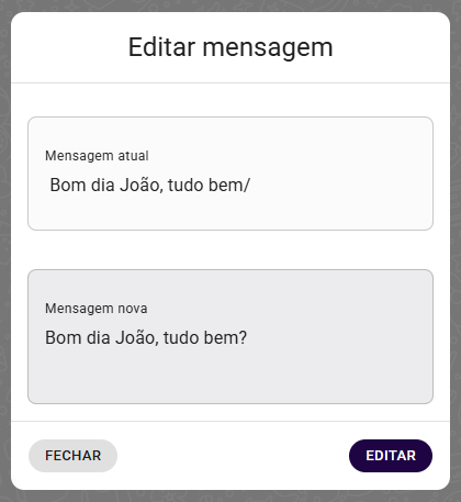 Modal editar mensagem