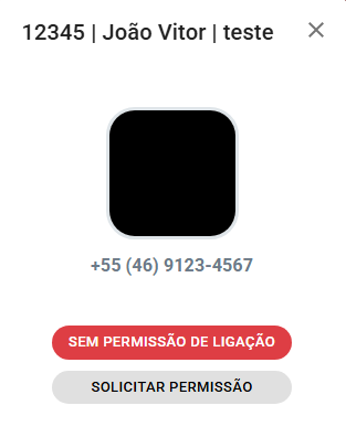modal de ligação solicitando permissão