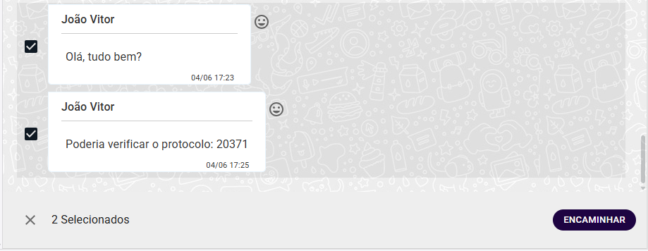 botão de seleção de mensagem