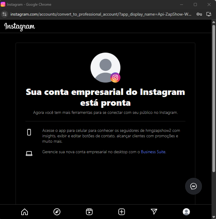 Conta business cadastrada