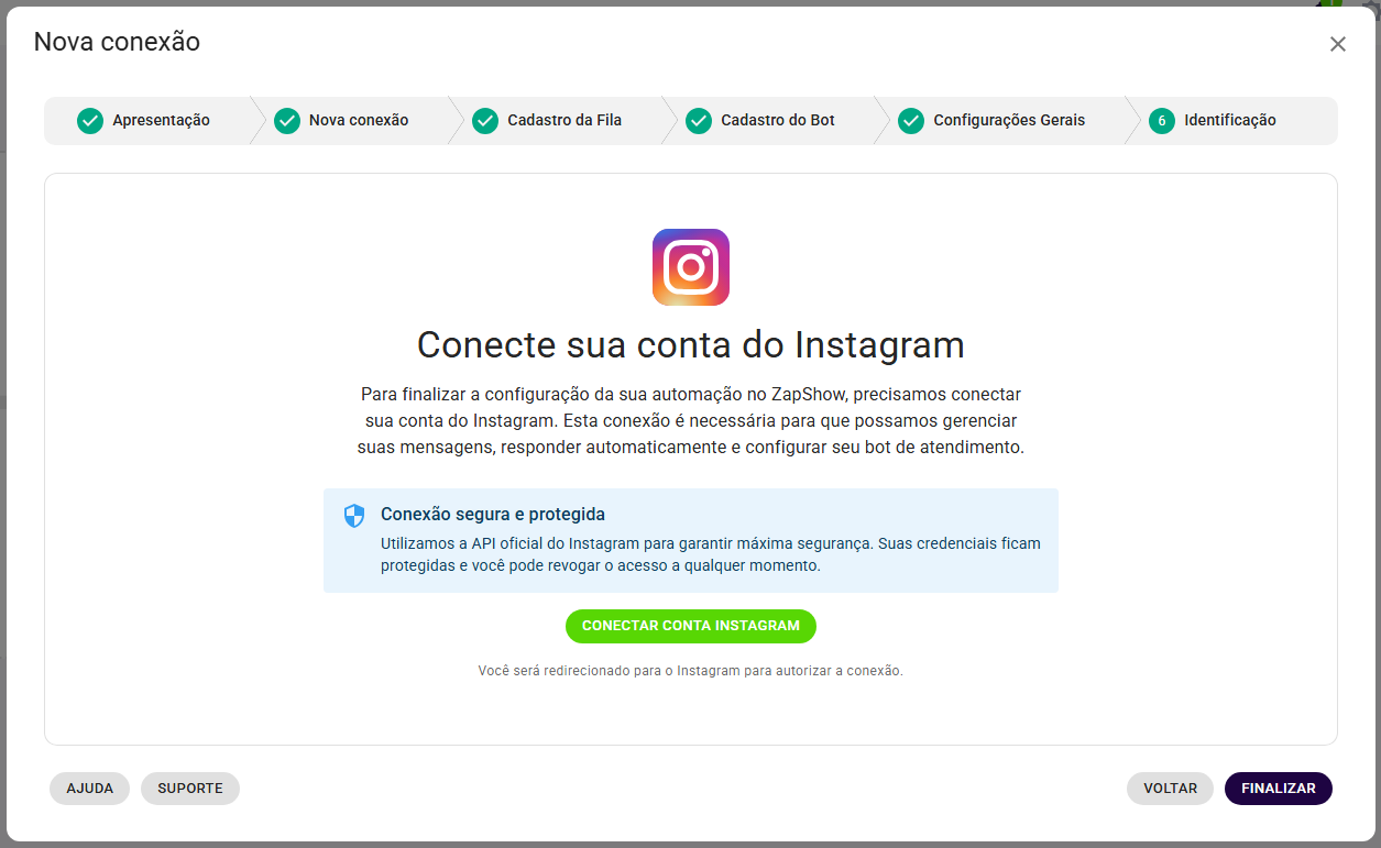 modal passo identificação