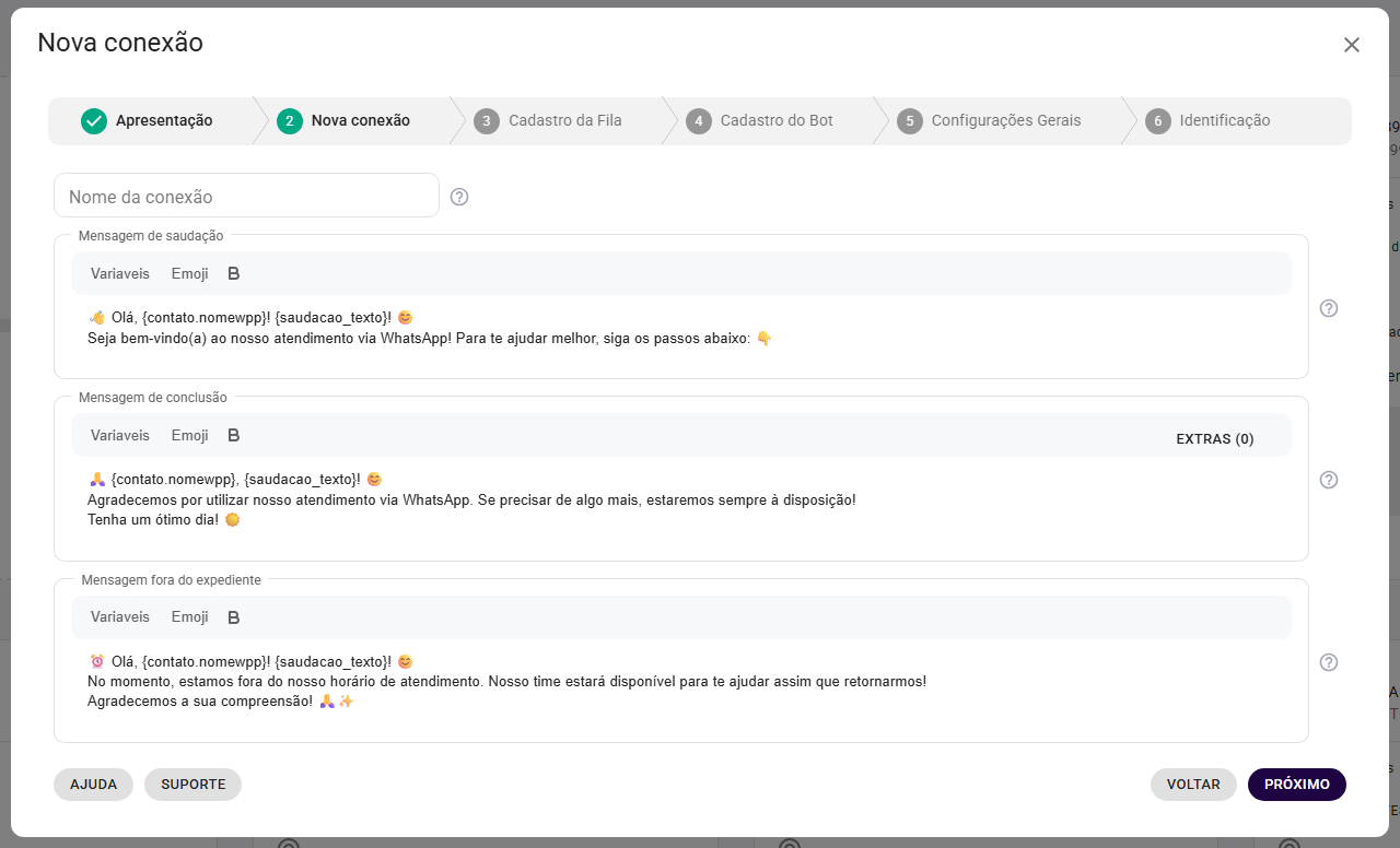 Modal Passo nova conexão