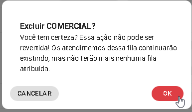 Janela de Confirmação de Exclusão da Fila