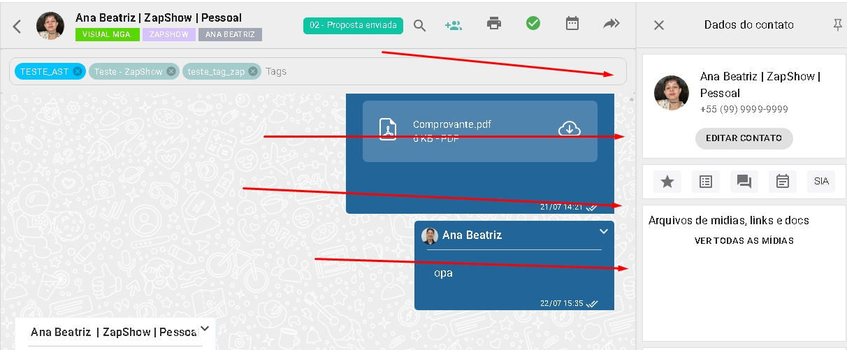 Janela Dados do Contato aberta