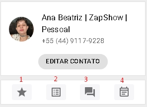 Botões disponíveis