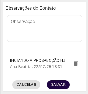 Observações do contato
