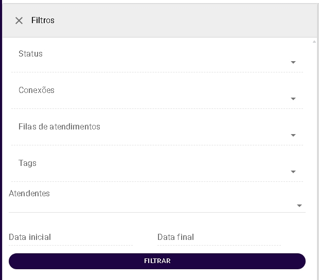 Filtro de Atendimentos