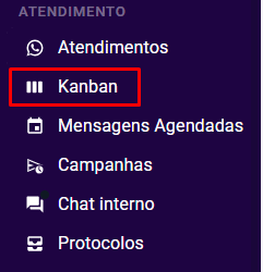 Tela do Kanban