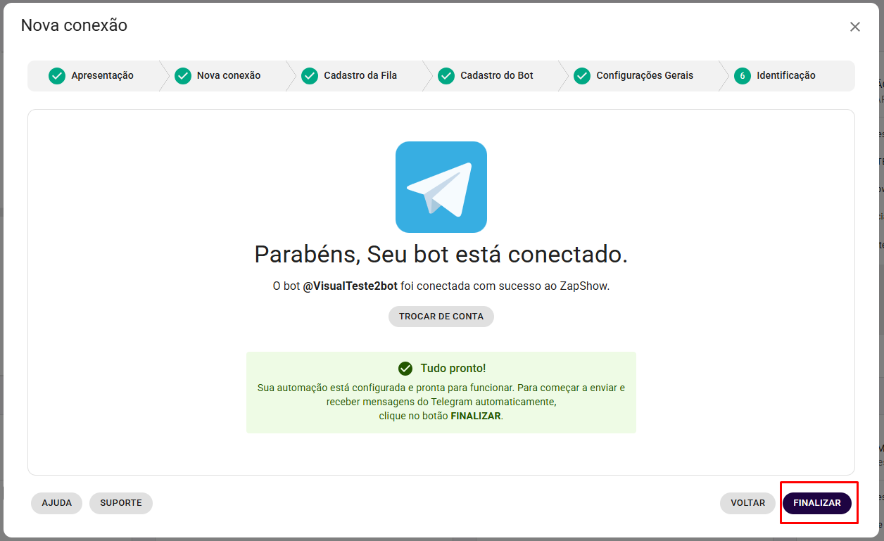 Finalizar Integração